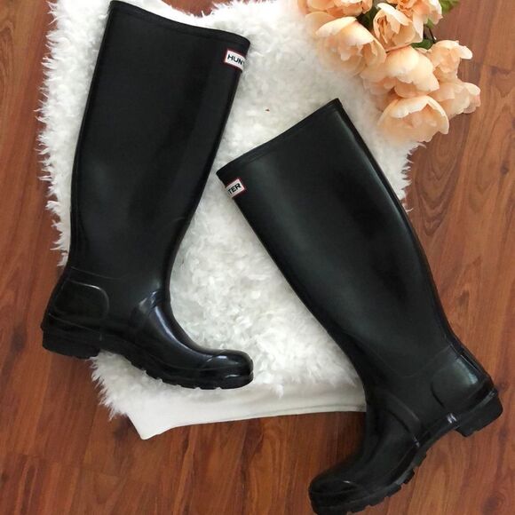 Hunter Original tall rain boots  Black  size 7 - Picture 1 of 8